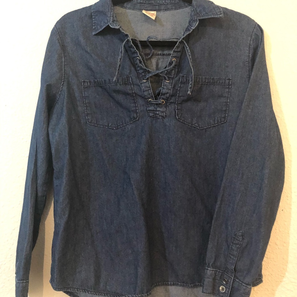 Denim pullover shirt